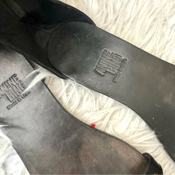 Anine Bing Ankle Cuff Studded Leather Thong Toe Sandals Black Size 8/38 - Picture 4 of 9